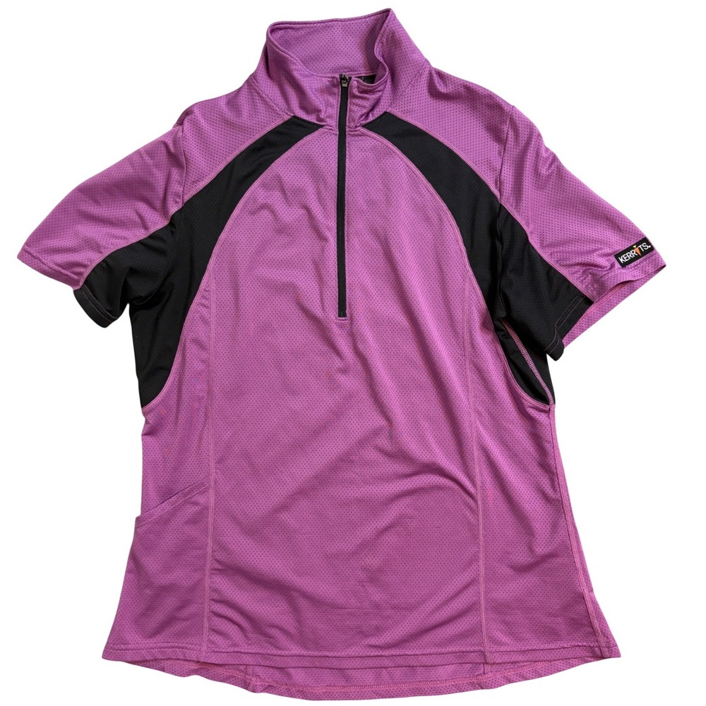 Kerrits Womens Purple Black Short Sleeve Half Zip Equestrian Riding Top Size M